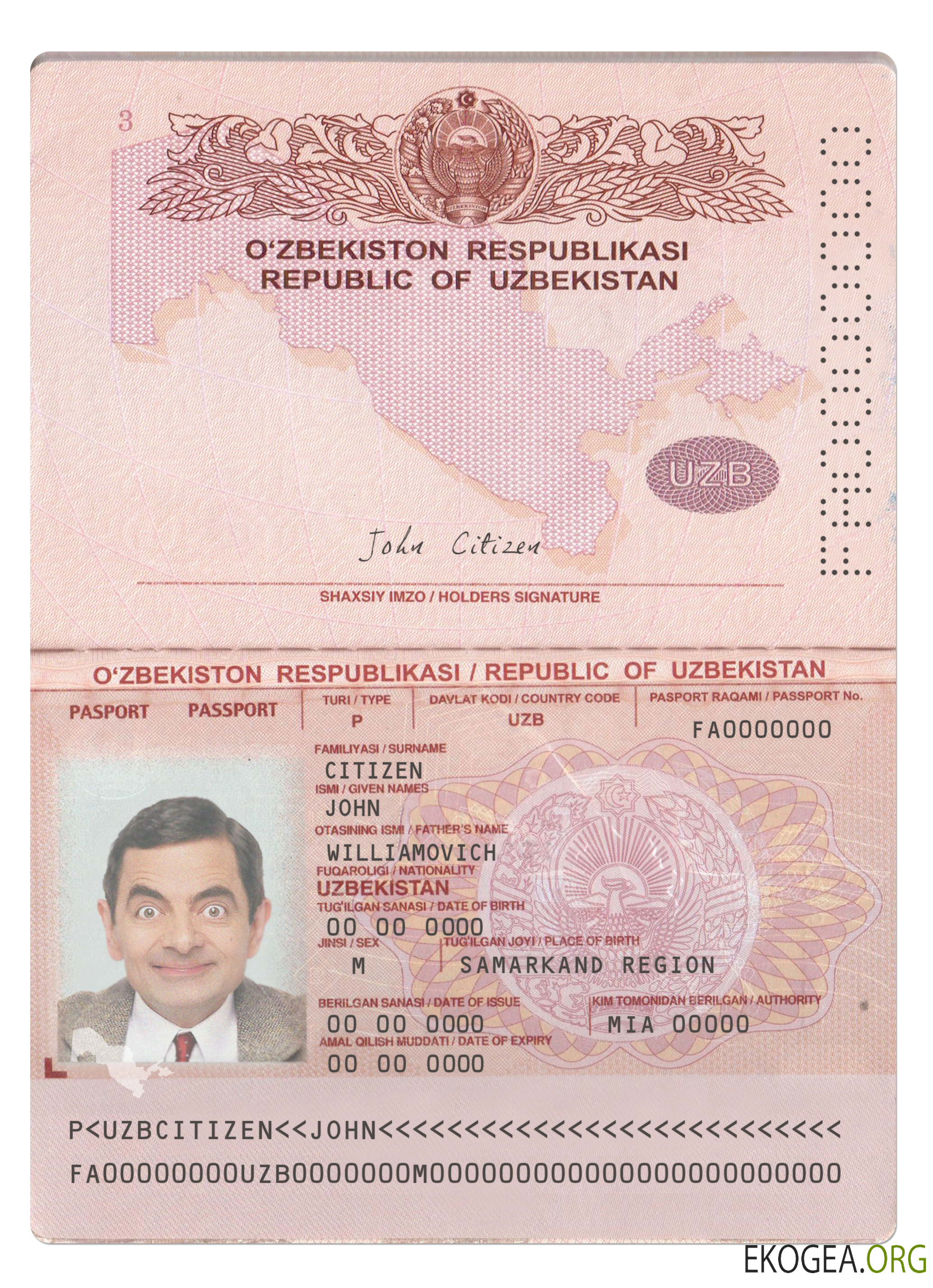 Passeport de l'Ouzbékistan 2022 présent